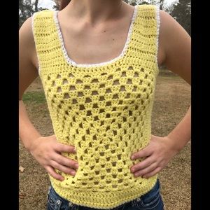 Vintage 1970s Crochet Top Handmade fits size 4-6